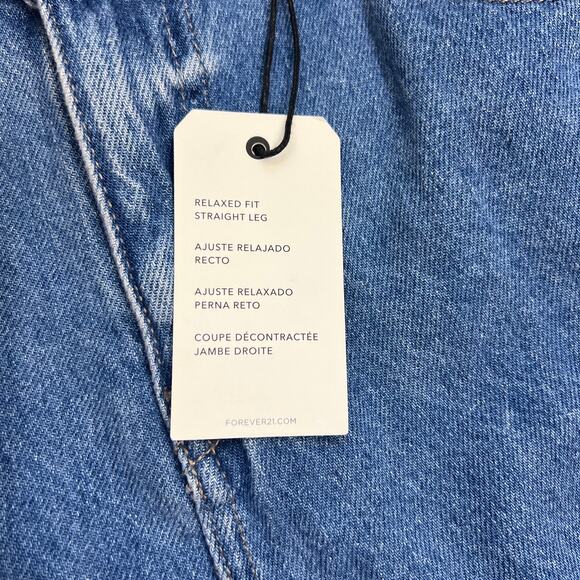 Forever 21 Women's Relaxed Fit Straight Leg Cargo Blue Jeans Size 25 - Picture 8 of 13